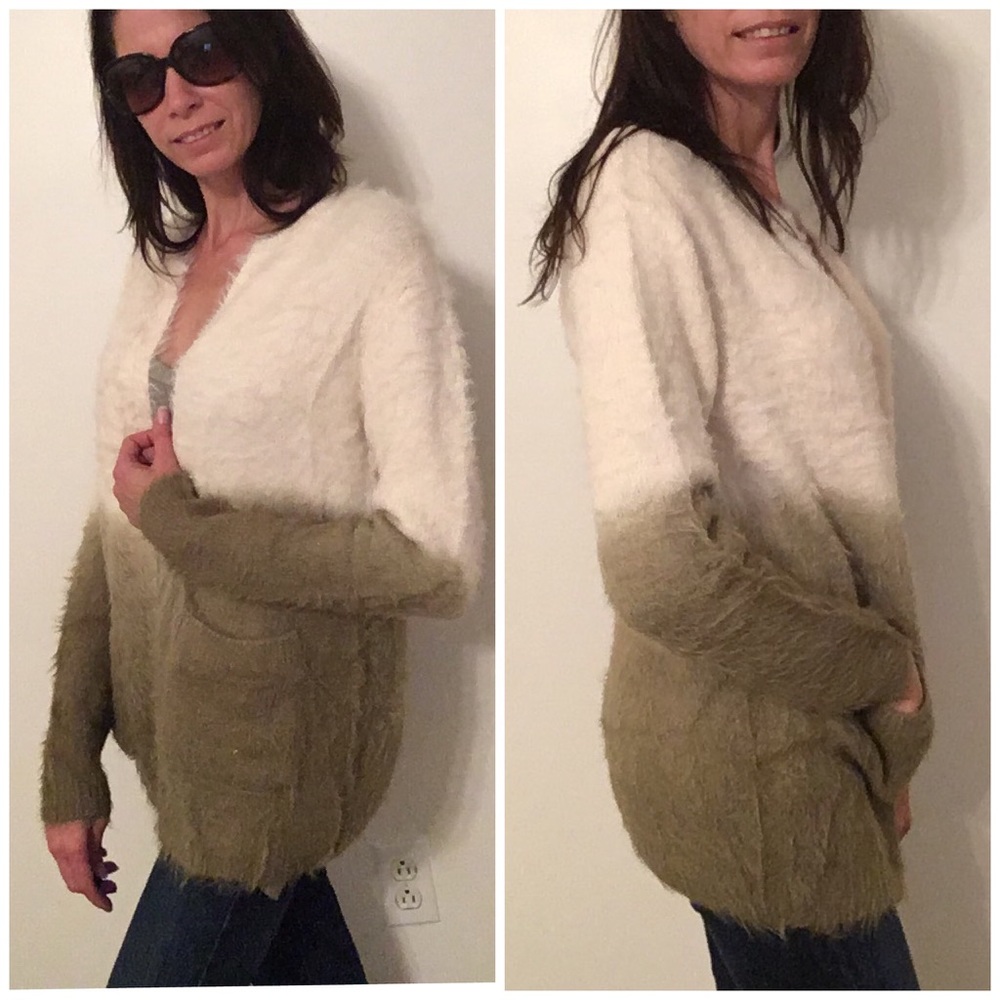 Soft Fuzzy Olive Ombré Sweater - Picture 4 of 5